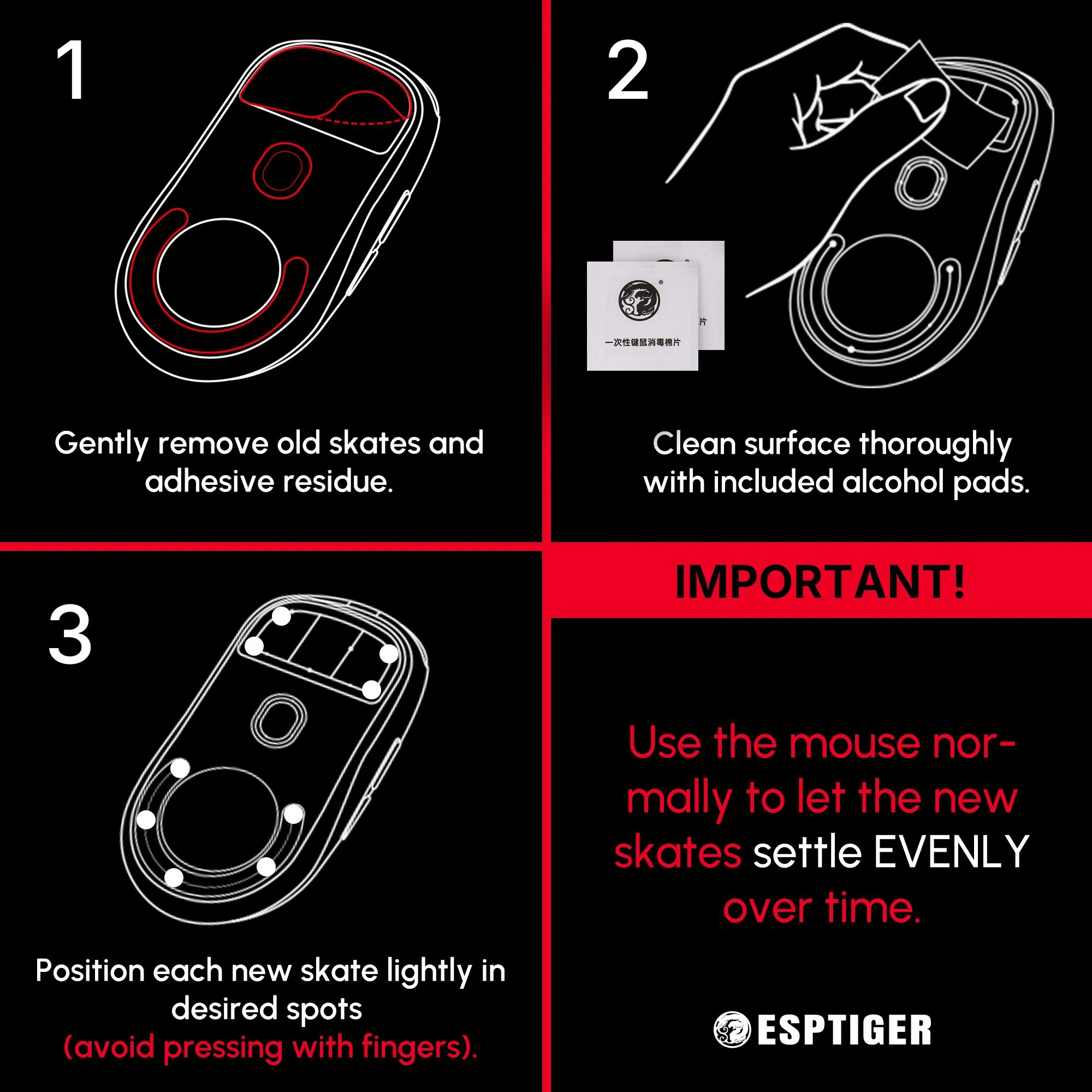 Arbiter Studio x ESPTIGER Bloody Red - Universal DIY Dot Mouse Skates - Image 6